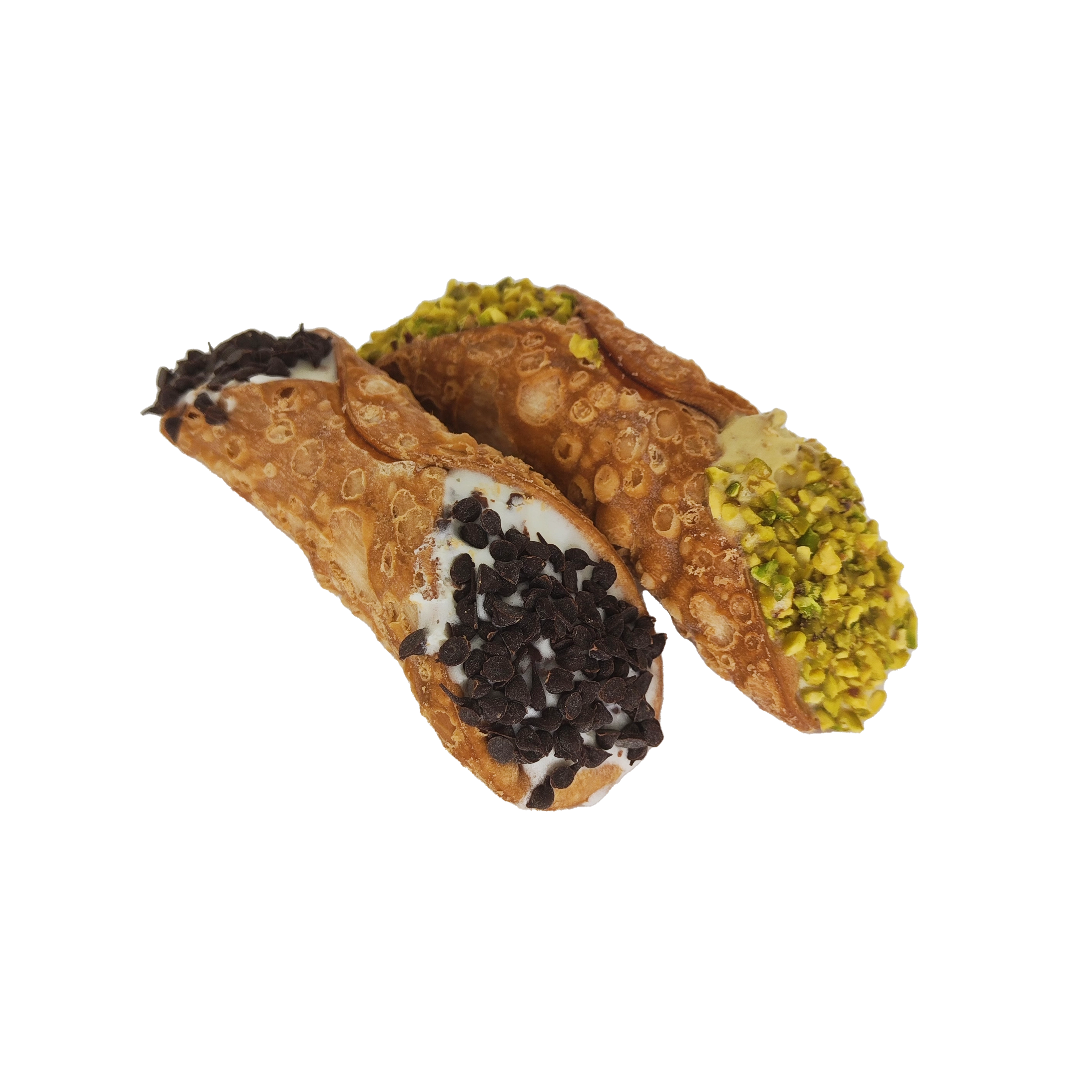 Sicilian cannoli to be filled with ice cream or ricotta cream at Gelateria DOMUS in Bergamo